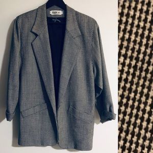 Harlan vintage houndstooth black & white blazer L